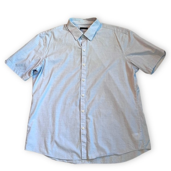 Zachary Prell Shirt Button Up Short Sleeve Light Blue 100% cotton XL - Picture 1 of 7